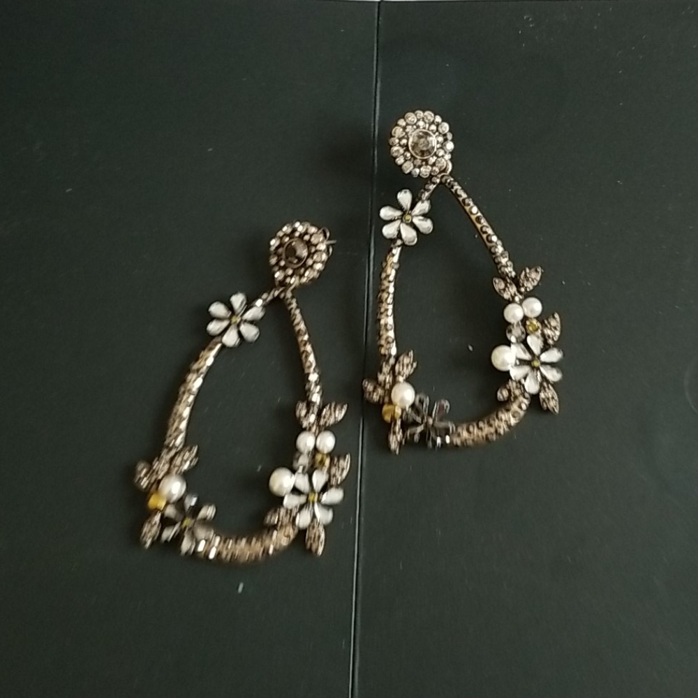 Zara Hoop Earrings floral rhinestones